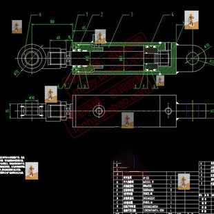 单杆双作用活塞式液压缸设计CAD图纸源文件装配图缸筒活塞杆缸筒
