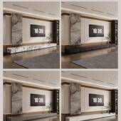 极简岩板495黑白根地台切角视景柜海棠角定制电柜圆弧客厅地背落