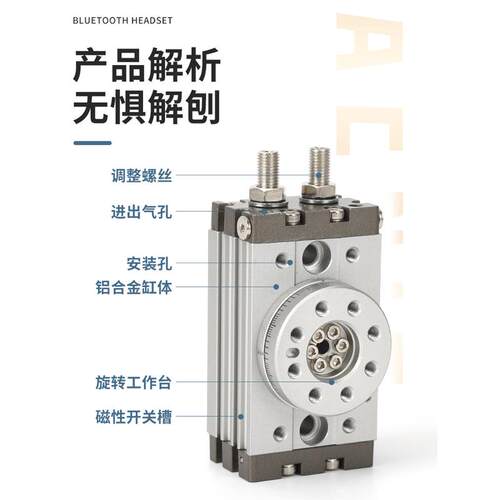 10度旋转气缸8M90度摆动HRQ回转S7QB-3A/A/10AHRQ100/20A/30A/50A