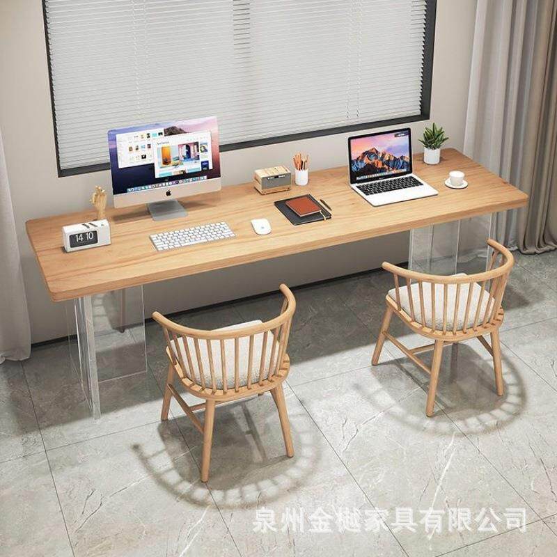 亚克力悬生浮条桌实木书桌书房学WDM学悬习家用办公工作台浮设长