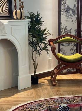 但丁沙发主椅法式复子古LKB雕花古董椅实木美式扶手靠背椅书房人