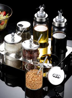 0调料架34璃不锈钢调味罐套房装高硼硅玻家250310用厨调料瓶佐料