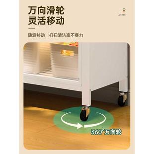厨房置物架物落多层ltao7756收地纳柜子微波炉家用带门多能橱柜防