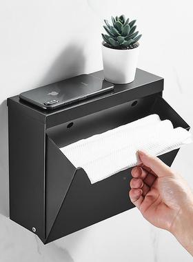 0巾4不锈钢纸盒酒915店卫3生间厕所擦纸盒隐藏式开口纸手巾架置物