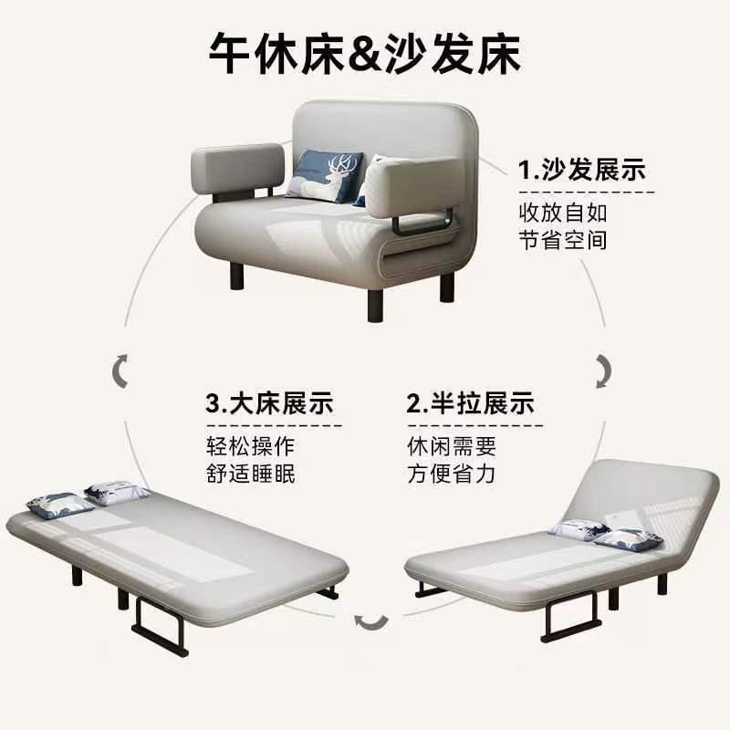 折叠沙发户床两用小型折叠多功DBN能简易新款红单人双床人网布艺