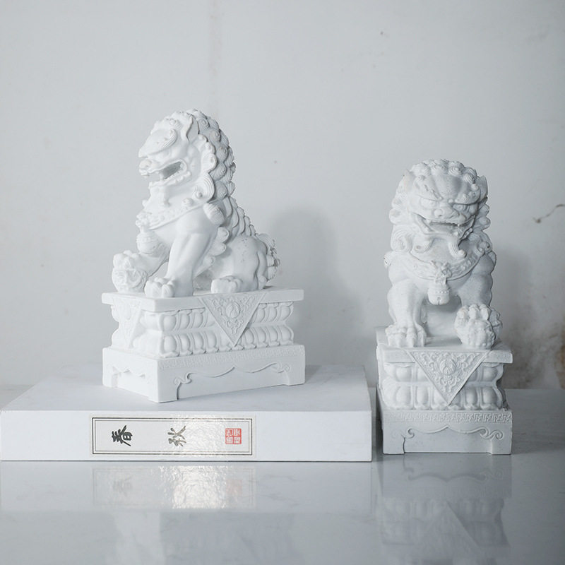 现代新中式样板房狮子摆件书桌玄关软装摆设客厅创意家居饰品