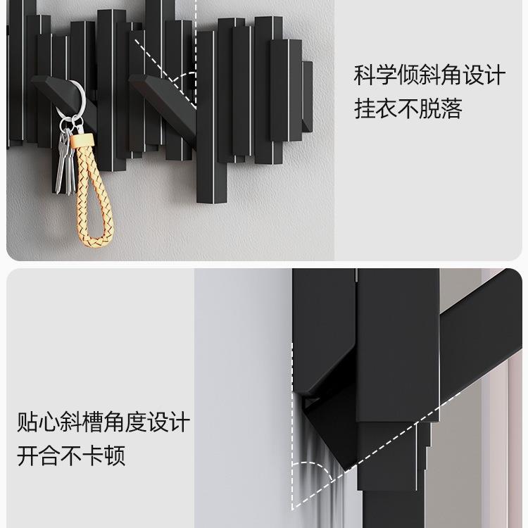 实地木挂架子入户钢琴键玄关衣挂衣钩壁挂门装饰不F99MM6M6占免打
