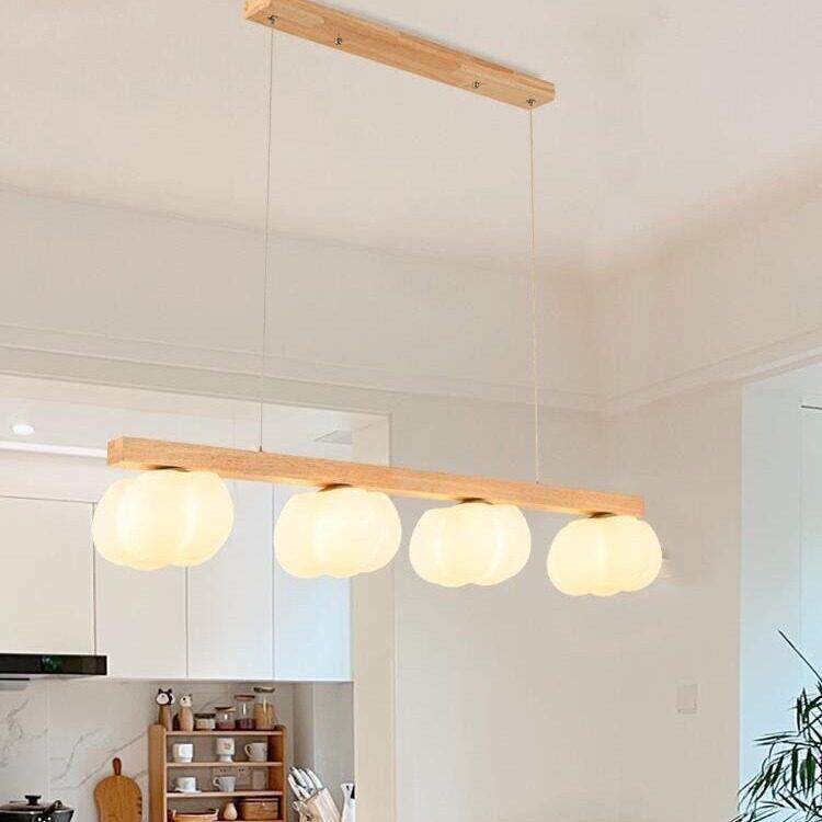 日式复古奶油风餐厅意LED吊灯宿原229木创个性花苞灯民罩字一吊灯