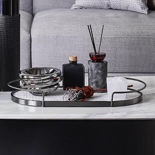 高端质属半SAI圆把装手托盘皮客厅茶几样板房桌面饰品差距收金纳