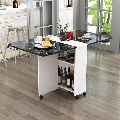 叠餐桌家用小移户可动型带轮可伸缩长方形简易多折功能FDT吃饭小