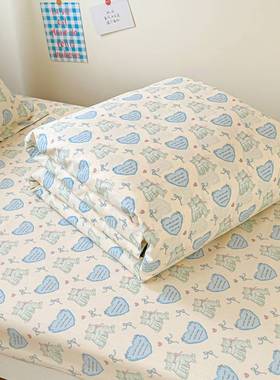 13372全棉印花床上三件套100纯棉被套学生宿舍单人床单三件套