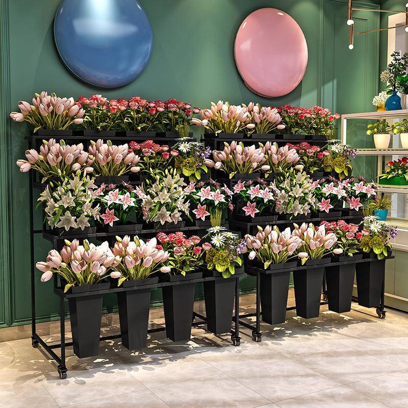 花艺架子摆摊可移动阶花梯多层花店花架鲜花假花架子铁桶花架无品