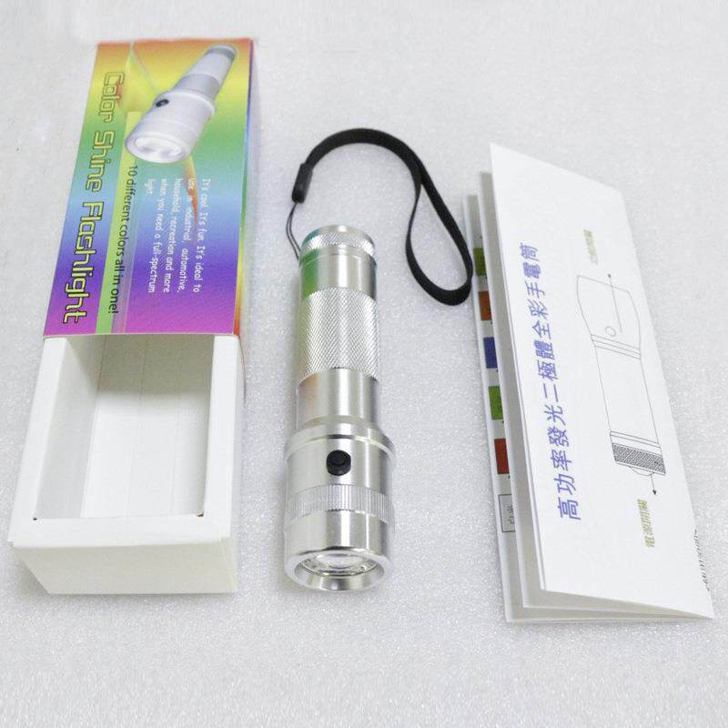 50爆款落日红夕阳手电筒高功率1色金调0节铝合外壳发网光全彩手电