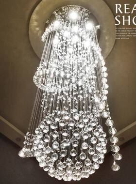 跨境复式楼梯间灯酒店大堂程工长吊灯别楼墅吊中767楼客厅吊线水