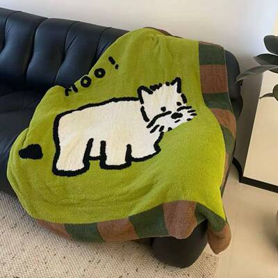 A公类母婴级半边绒可雪纳瑞卡通秋休冬加厚沙发毯办室HGN午毯盖爱
