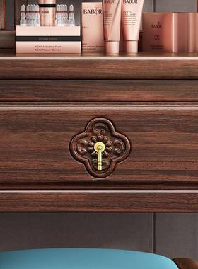 新典中式乌纳金木户梳妆台一体收柜轻奢古大小型卧室KTA全实木化