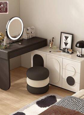 体收RRL纳缩斗柜实木妆台一梳卧室黑白撞色设计可伸可移动奶油风