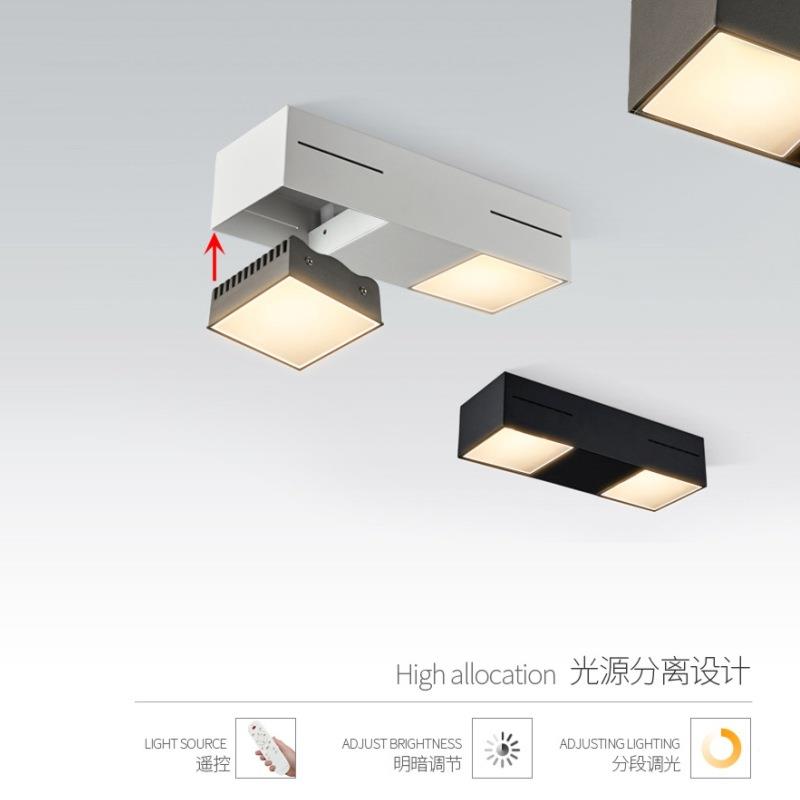 双头筒灯LED方形装筒家用吸顶双头明斗胆灯客厅无主灯照灯明三光