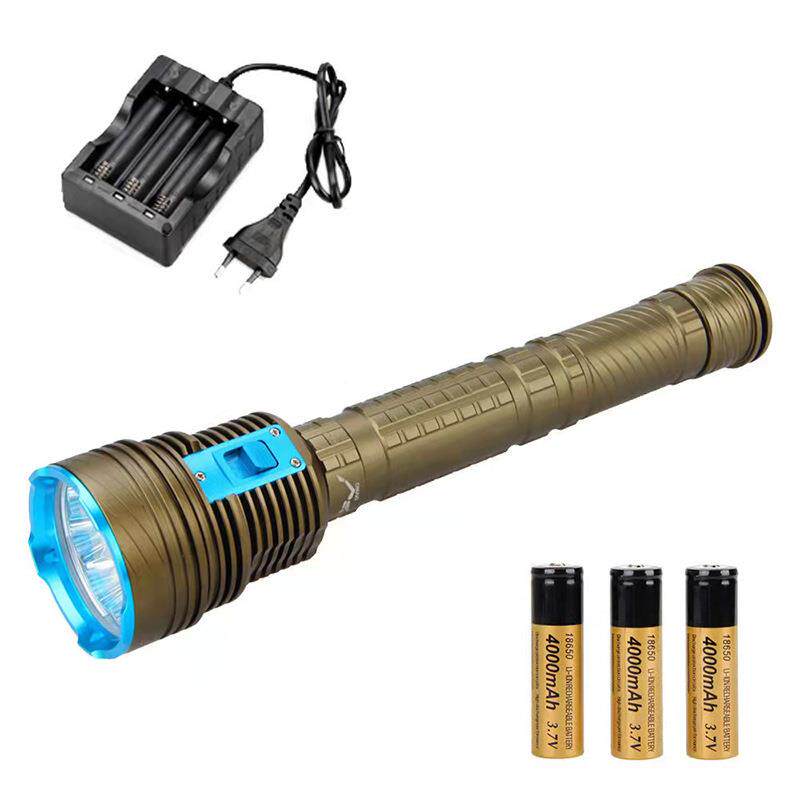 专业潜水手0电筒摄影补光灯红009光紫光D9手电大功率X筒水下8米