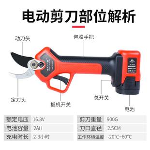 电动修树剪家用充电式 直销新款 果树修枝剪园林园艺粗枝剪高枝剪