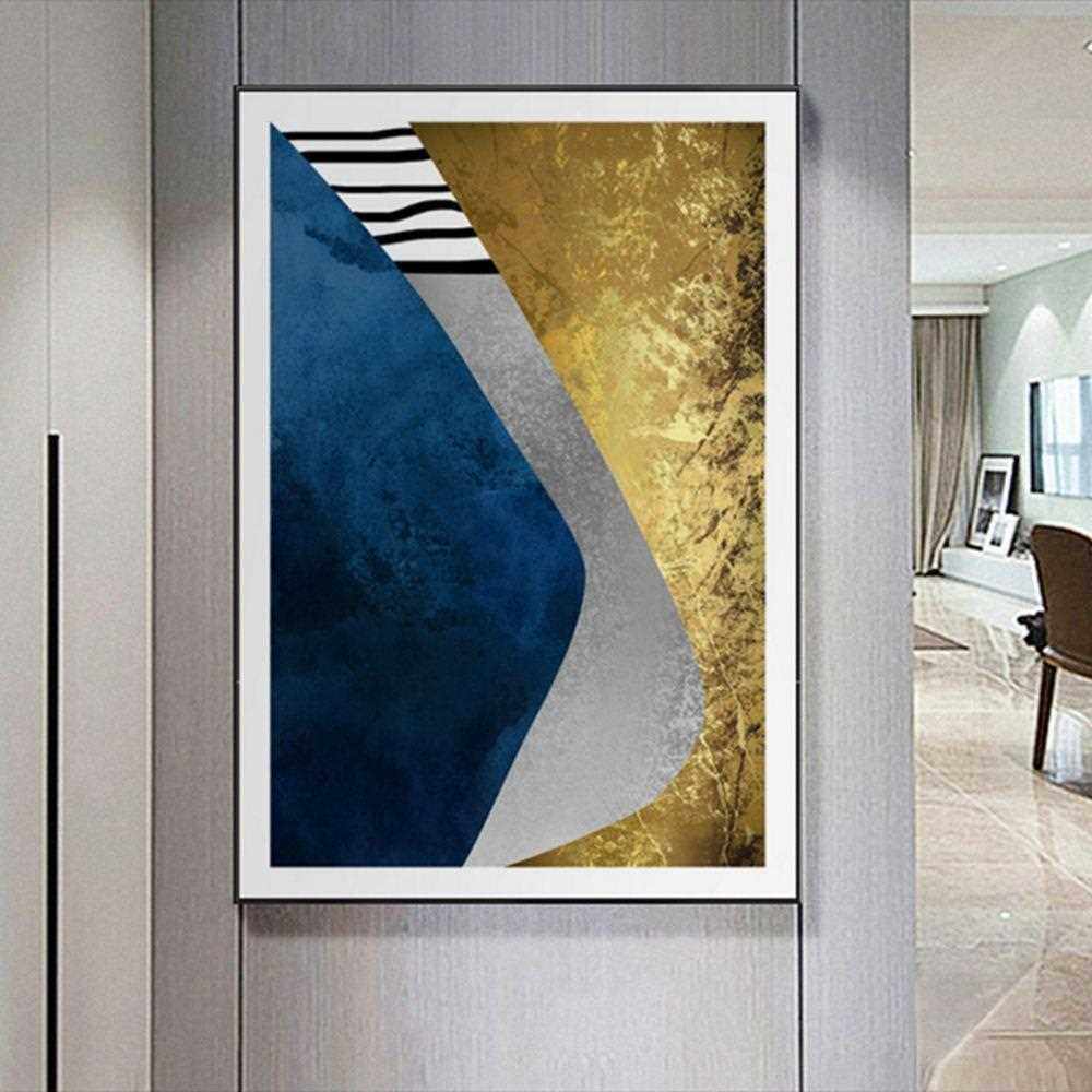 新款直销金箔金色客厅沙发墙三联装饰画现代简约创意抽象蓝调软装,家居饰品,现代装饰画,淘宝优惠券,粉丝福利购,淘宝优惠卷