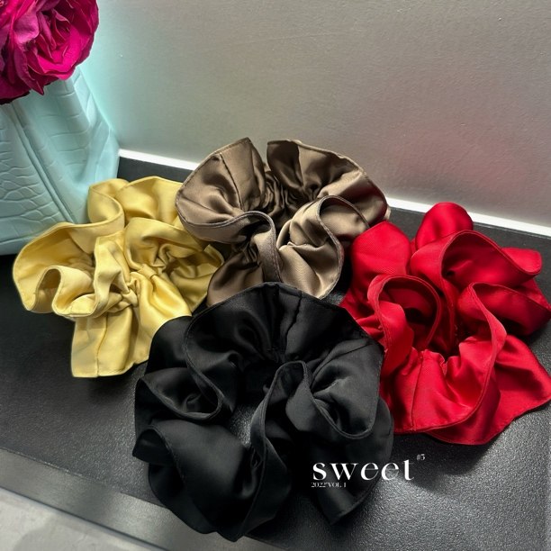 SWW/奶油发圈 重磅法式高级感超大丝滑质感缎面纯色气质大肠发圈