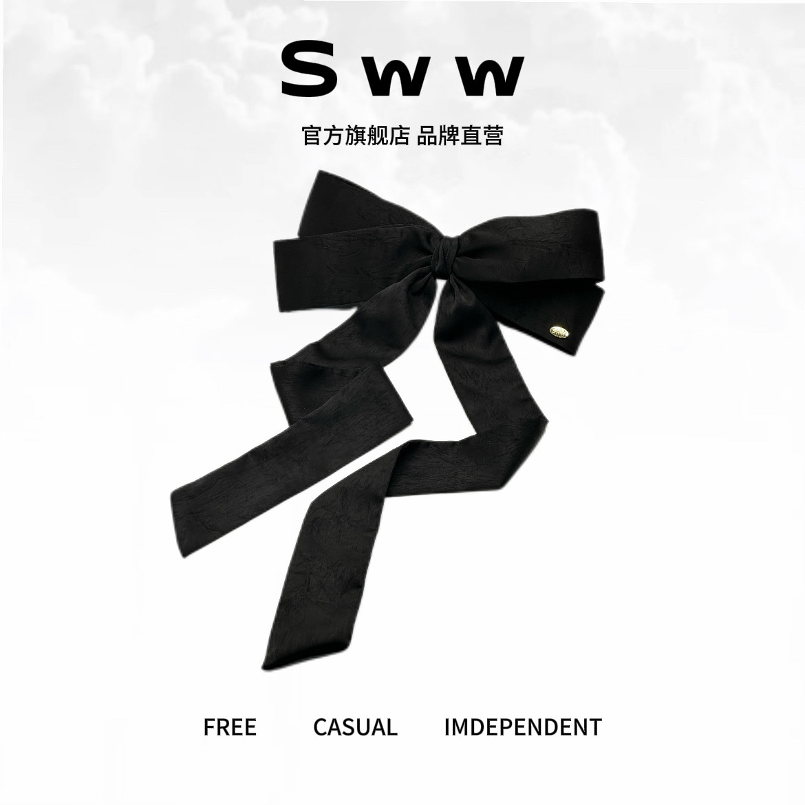 超大号蝴蝶结缎面长飘带发夹