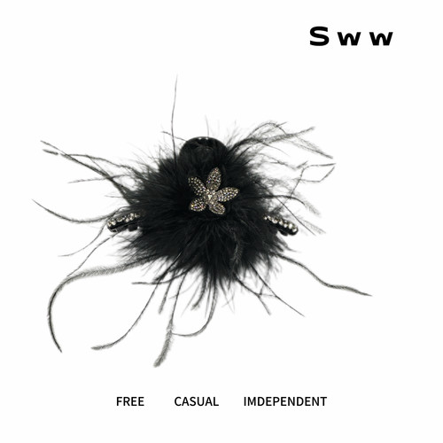 SWW星星羽毛饱满后脑勺抓夹
