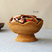 藤编收纳筐家用纯手工竹编制品簸箕制品越南篮水果筐子筛子竹篮子
