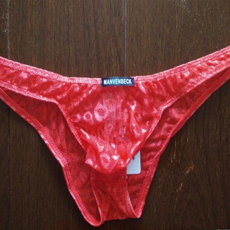 男士性感蕾丝透明低腰三角比基尼柔滑网纱窄臀内裤紧身
