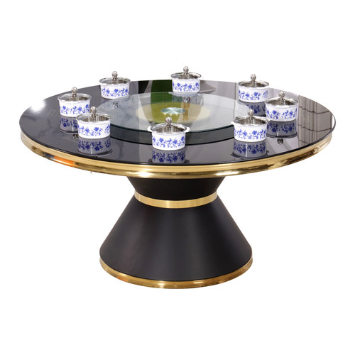 火锅桌子电磁炉一体一人一锅火锅桌家用圆形大圆桌小火锅带转盘