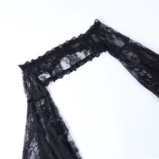 亚比风蕾丝喇叭袖罩衫开衫外套女拼接设计感黑色Lolita一字肩上衣