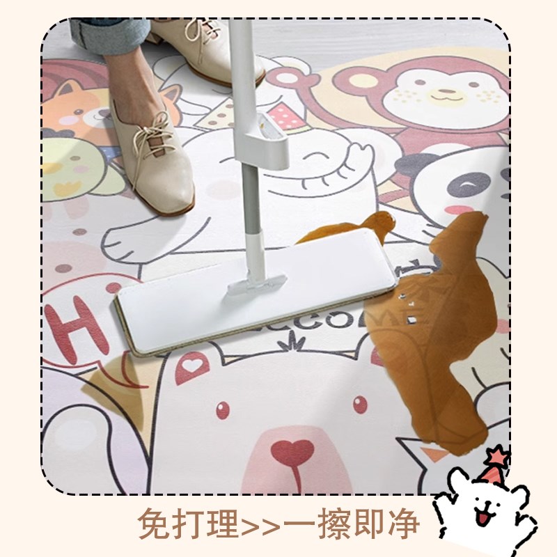 入户门地垫竖版卡通线条小狗进门地毯大门口蹭脚垫子可擦免洗pvc