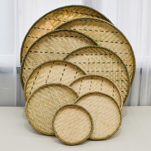 竹制品竹编大簸箕无孔有孔竹筛子家用干货晾晒 竹圆簸箕 绘画装饰