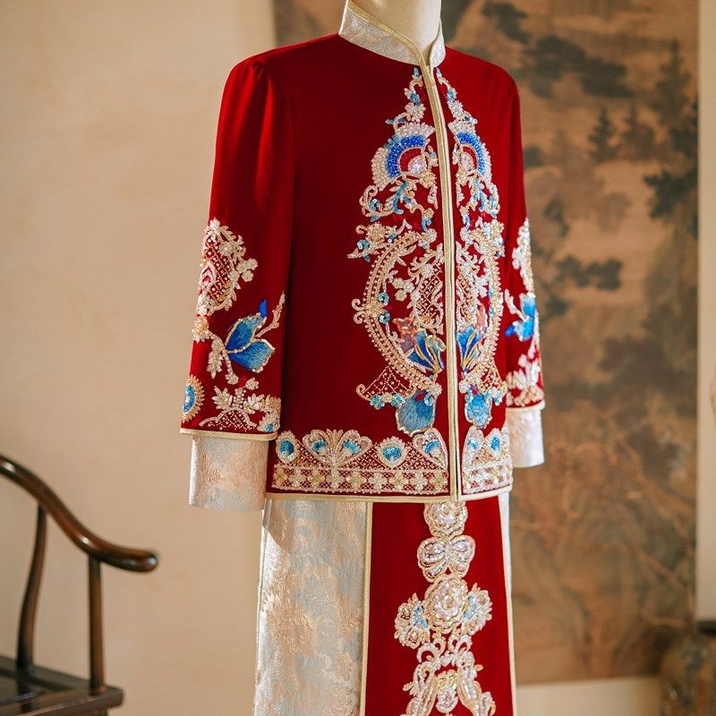 男士秀禾服2024新款中式新郎结婚敬酒礼服高级龙凤褂男唐装秀和服,男装,秀禾服,淘宝优惠券,粉丝福利购,淘宝优惠卷