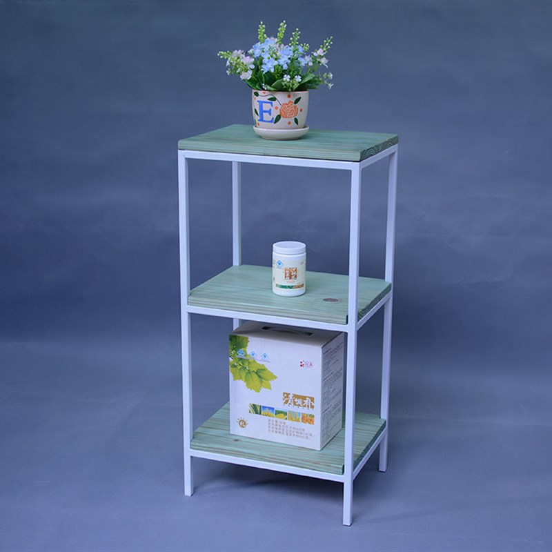 复古实木置物架铁艺三层书架客厅落地储物收纳做旧实木架墙角订做