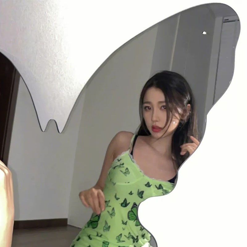 网红海边拍照专用宿舍蝴蝶浴室梳妆镜亚克力软镜子贴墙自粘免打孔,家居饰品,镜面贴,淘宝优惠券,粉丝福利购,淘宝优惠卷