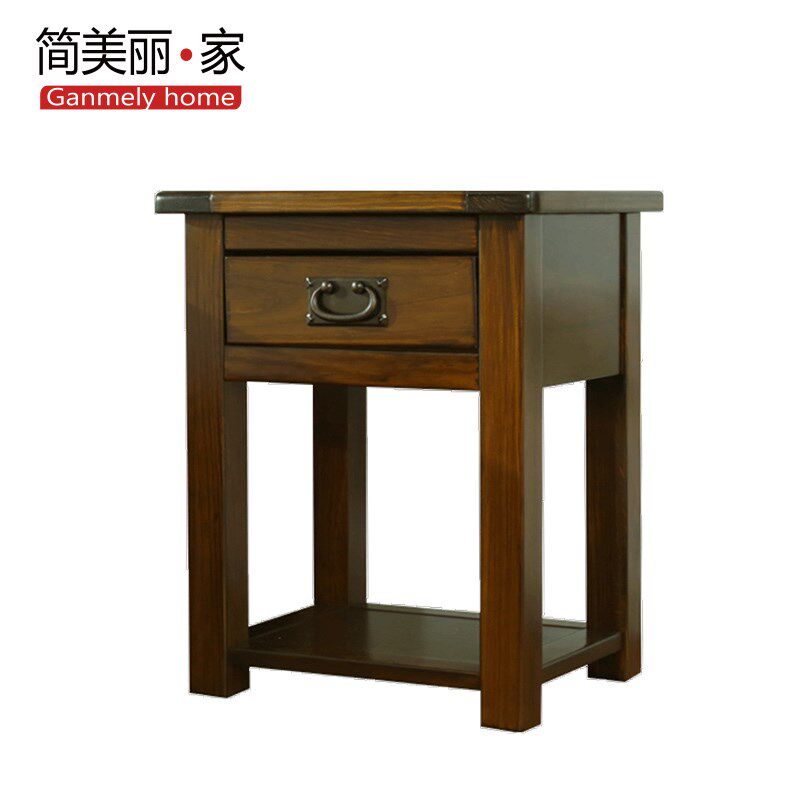 简美丽家板式实木美式床头柜卧室北欧边柜迷你小床头柜日式床边柜