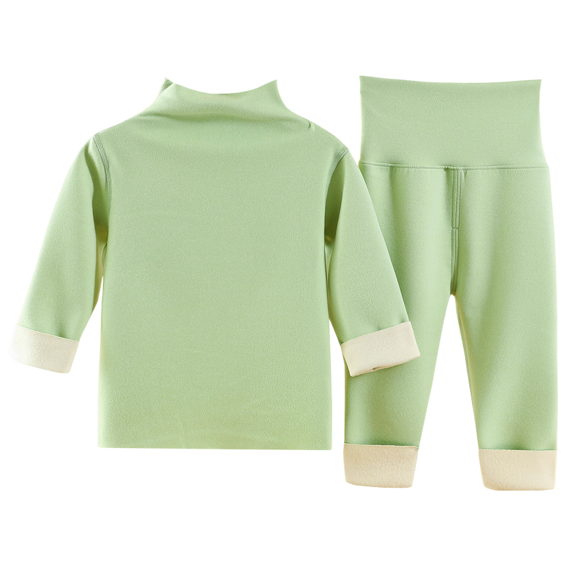 婴儿德绒高领秋衣高腰卫生裤两件套宝宝内衣打底加厚保暖家居服套