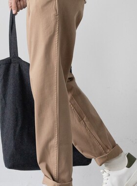 Arba设计 P118 秋高级感基础款实用单品棉弹卡其微锥休闲裤