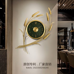 挂钟客厅家用创意餐厅墙上挂 新中式 钟表轻奢纯铜时钟静音石英钟