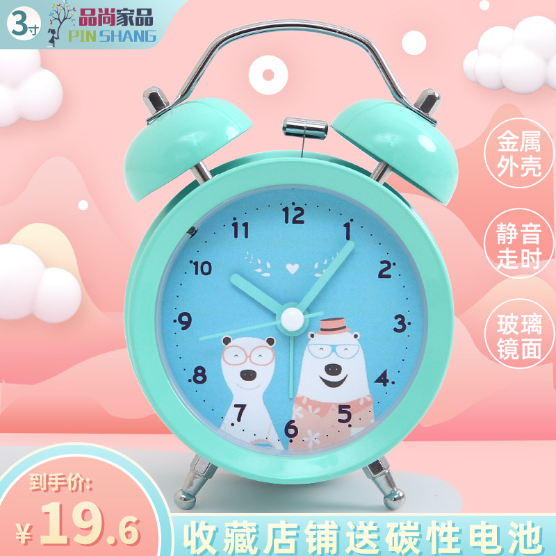 静音小闹钟学生用床头创意儿童电子闹钟简约夜灯时尚卧室个性闹钟