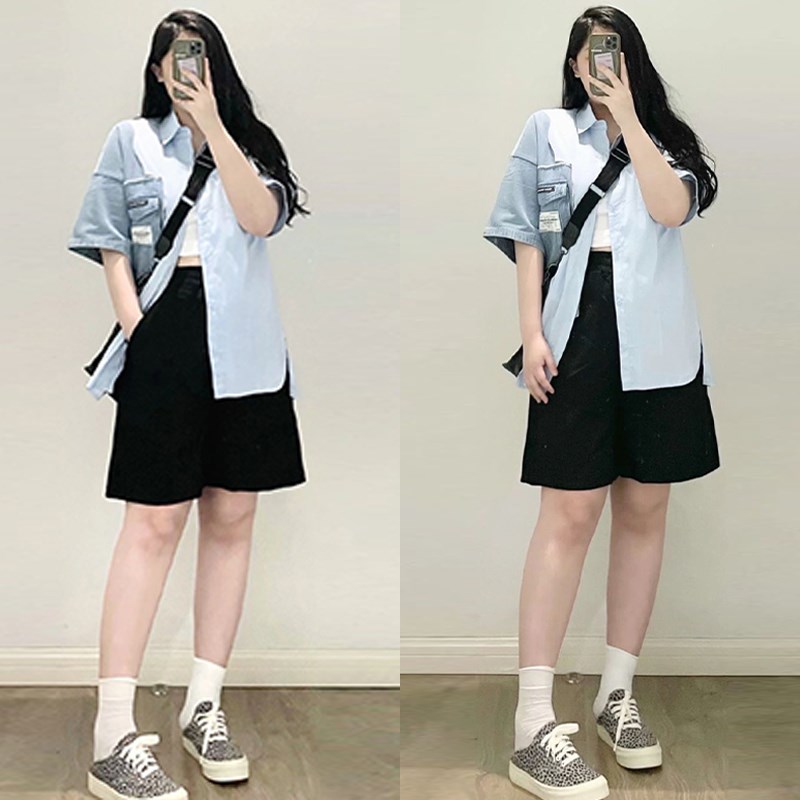 胖MM大码女装西装短裤女夏季薄款高腰显瘦裤子休闲宽松五分裤中裤