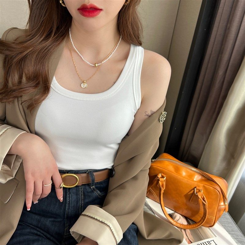 白色吊带背心女西装内搭宽肩带遮副乳打底上衣夏外穿纯棉无袖t恤,女装/女士精品,背心吊带,淘宝优惠券,粉丝福利购,淘宝优惠卷