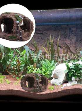 直销新款水族箱器材配件玻璃鱼缸装饰造景树脂工艺品808仿古酒桶