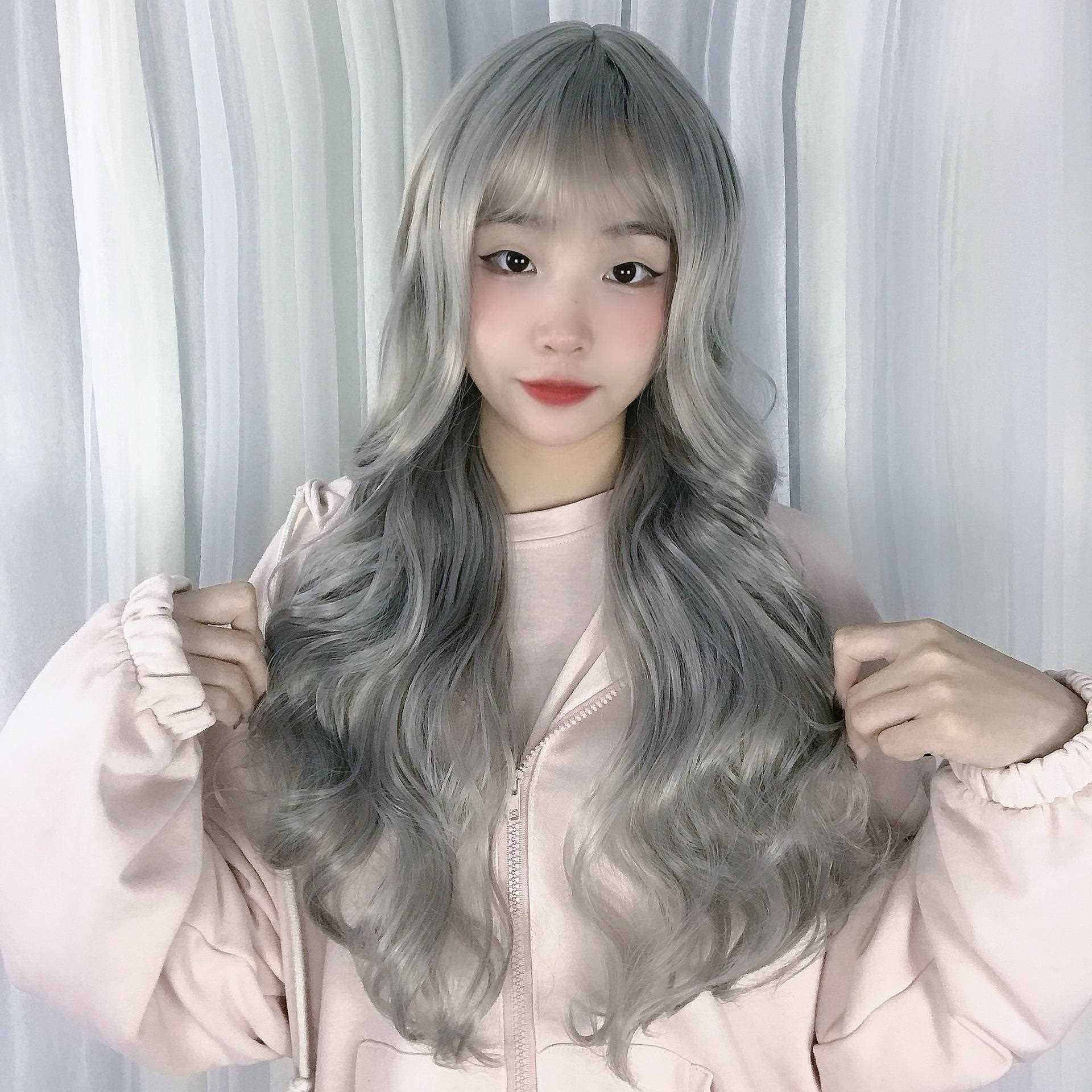 直销新款跨境出口假发女黑色长卷发整顶头套蓬松水波纹长发空气刘