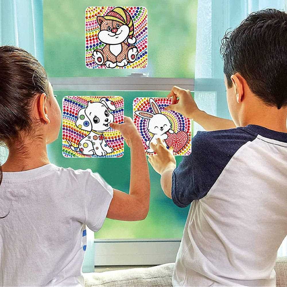 新款直销亚马逊畅销儿童手工钻石画随意贴窗贴大小水晶满钻新品卡