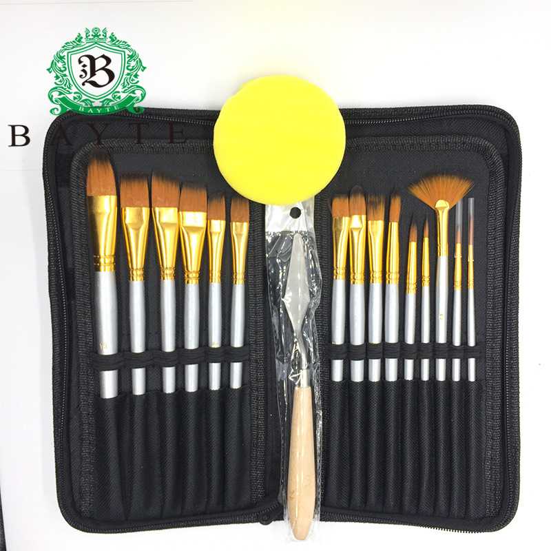 新款直销15支油画笔 布包套装水粉丙烯油画水彩画笔套装 美术绘画