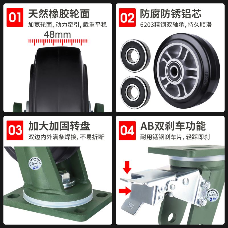 。万向轮轮子大全静音定向轮小推车型脚轮滑轮可牵引平板车重转向