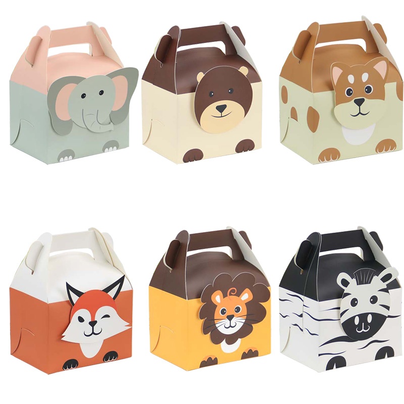 6Pcs/lot Lovely animal candy box Lion Fox Elephant gift box